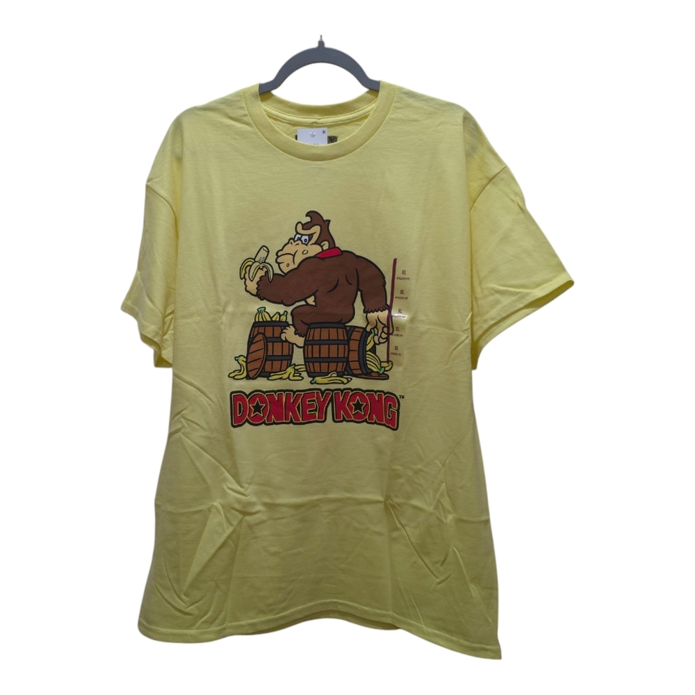 Donkey Kong Men's Crew Graphic T-shirt X-Large Yellow Short Sleeve Athletic Fit